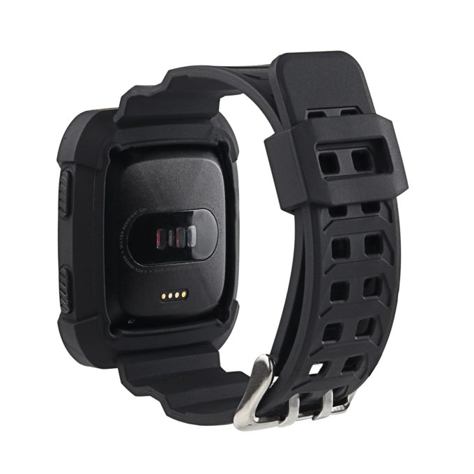 Fb.r50.1.6 Back Black & Red StrapsCo Silicone Rubber Watch Band Strap With 2 Pronged Buckle For Fitbit Versa