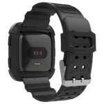 Fb.r50.1.7 Back Black & Grey StrapsCo Silicone Rubber Watch Band Strap With 2 Pronged Buckle For Fitbit Versa