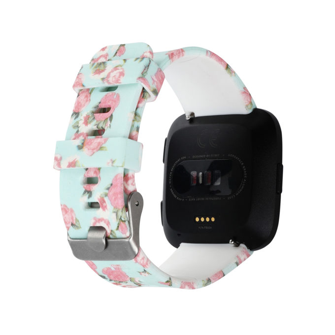 Fb.r51.a Back Roses StrapsCo Silicone Rubber Watch Band Strap With Floral Pattern For Fitbit Versa
