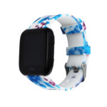 Fb.r51.g Main Blue & Pink Floral StrapsCo Silicone Rubber Watch Band Strap With Floral Pattern For Fitbit Versa