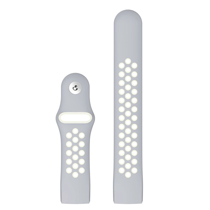 Fb.r34.7a.22 Up Light Grey White Perforated Silicone Rubber Replacement Watch Band Strap For Fitbit Charge 3