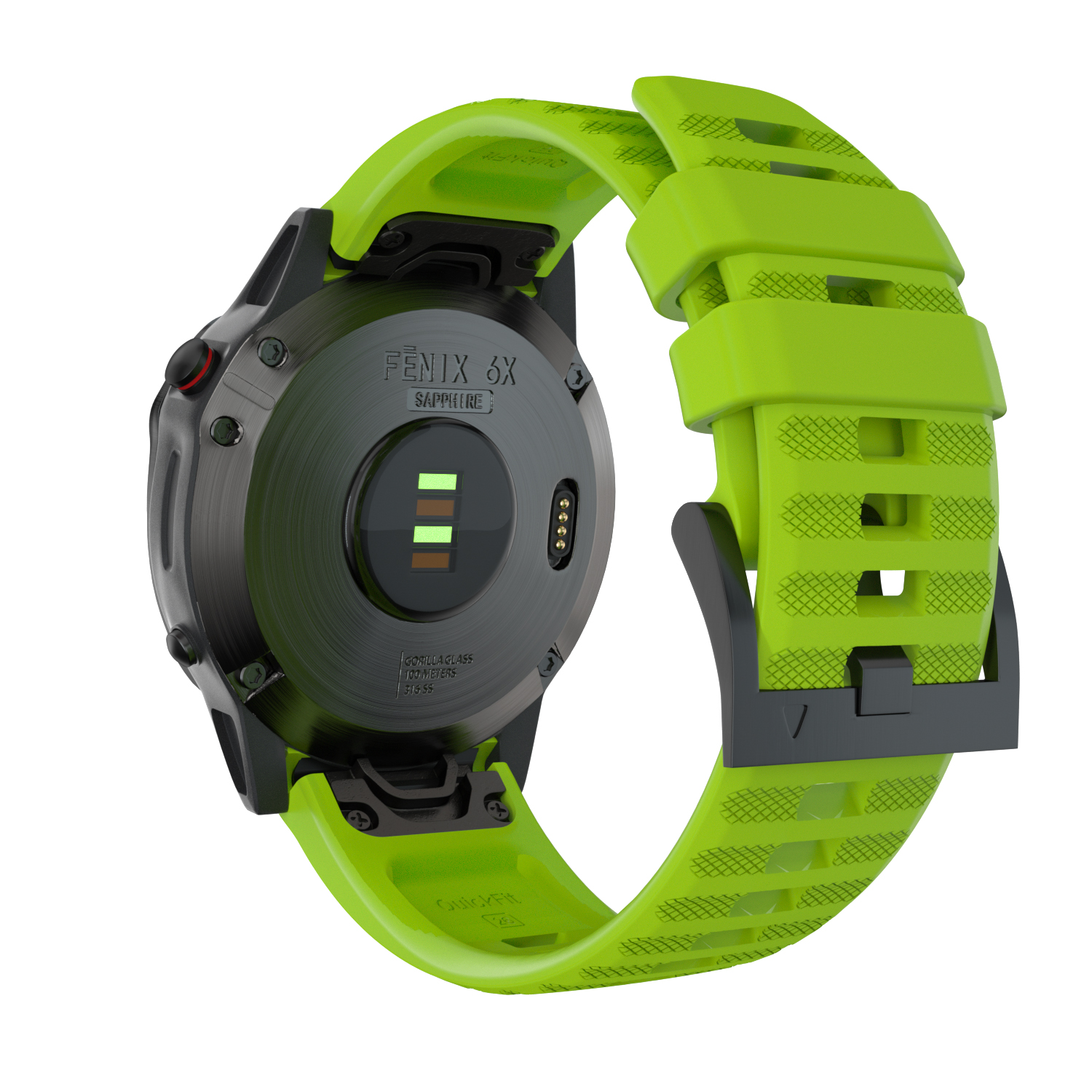 Bracelet Strap-it Garmin Fenix 5x / 6x en silicone brillant - vert armée