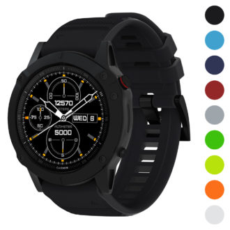 G.r47.1 Gallery Black StrapsCo QuickFit 22 Silicone Rubber Watch Band Strap For Garmin Fenix 6