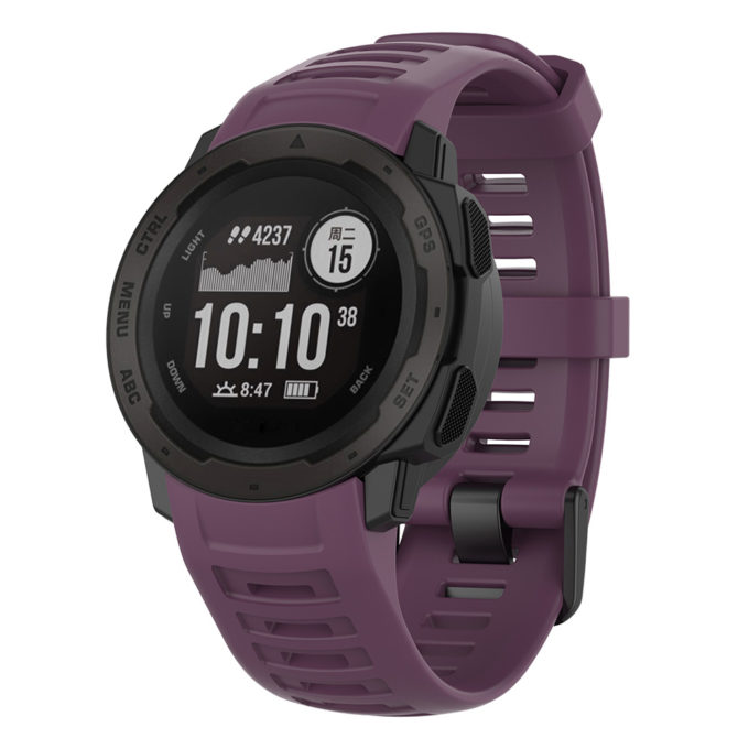 G.r48.18 Main Purple StrapsCo Silicone Rubber Watch Band Strap For Garmin Instinct
