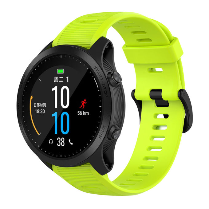 G.r49.11 Main Lime Green StrapsCo Silicone Rubber Watch Band Strap For Garmin Forerunner 945 & Quatix 5