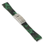 R.rx7.11.bs Angle Green Camo (Brushed Silver Clasp) StrapsCo Fitted Camo Rubber Watch Band Strap