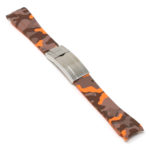 R.rx7.12.bs Angle Orange Camo (Brushed Silver Clasp) StrapsCo Fitted Camo Rubber Watch Band Strap