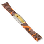 R.rx7.12.ss.yg Angle Orange Camo (Silver & Yellow Gold Clasp) StrapsCo Fitted Camo Rubber Watch Band Strap