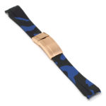 R.rx7.5.rg Angle Blue Camo (Rose Gold Clasp) StrapsCo Fitted Camo Rubber Watch Band Strap