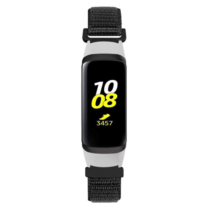 S.ny4.1 Front Black StrapsCo Woven Nylon Watch Band Strap Compatible With Samsung Galaxy Fit SM R370