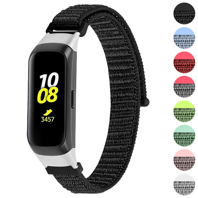 S.ny4.1 Gallery Black StrapsCo Woven Nylon Watch Band Strap Compatible With Samsung Galaxy Fit SM R370