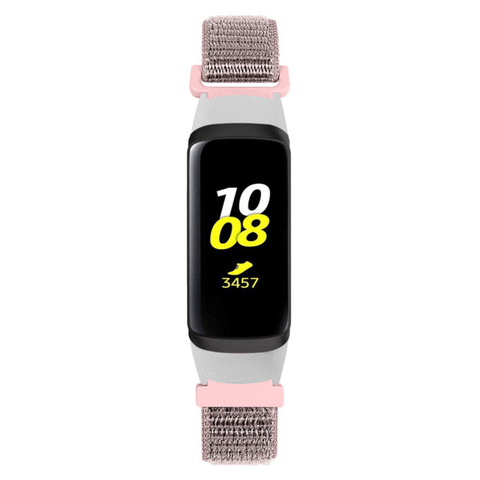 S.ny4.13 Front Pink StrapsCo Woven Nylon Watch Band Strap Compatible With Samsung Galaxy Fit SM R370