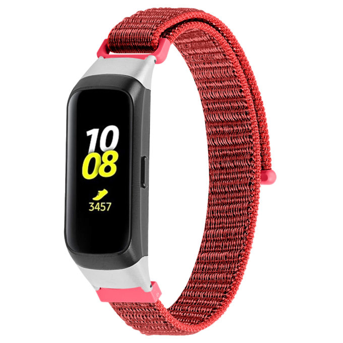 S.ny4.6 Main Red StrapsCo Woven Nylon Watch Band Strap Compatible With Samsung Galaxy Fit SM R370