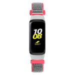 S.ny4.7.6 Front Red & Grey StrapsCo Woven Nylon Watch Band Strap Compatible With Samsung Galaxy Fit SM R370