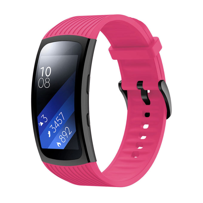 S.r9.18 Main Fuchsia StrapsCo Silicone Rubber Watch Band Strap For Samsung Galaxy Fit2 Pro SM R365