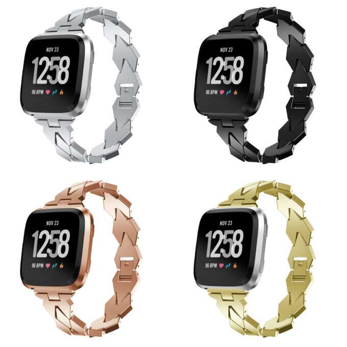 fb.m101 All Colors StrapsCo Stainless Steel Diamond Shape Watch Band Strap for Fitbit Versa