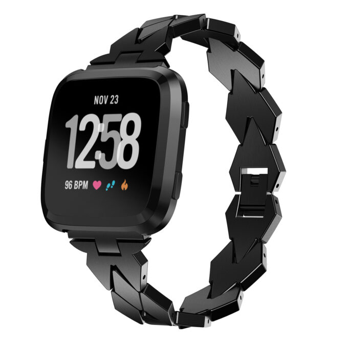 fb.m101.mb Main Black StrapsCo Stainless Steel Diamond Shape Watch Band Strap for Fitbit Versa