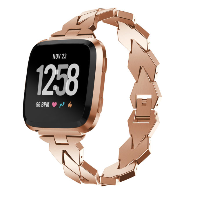 fb.m101.rg Main Rose Gold StrapsCo Stainless Steel Diamond Shape Watch Band Strap for Fitbit Versa