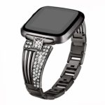 fb.m104.mb Main Black StrapsCo Stainless Steel Metal Link Watch Bracelet Band with Rhinestones for Fitbit Versa