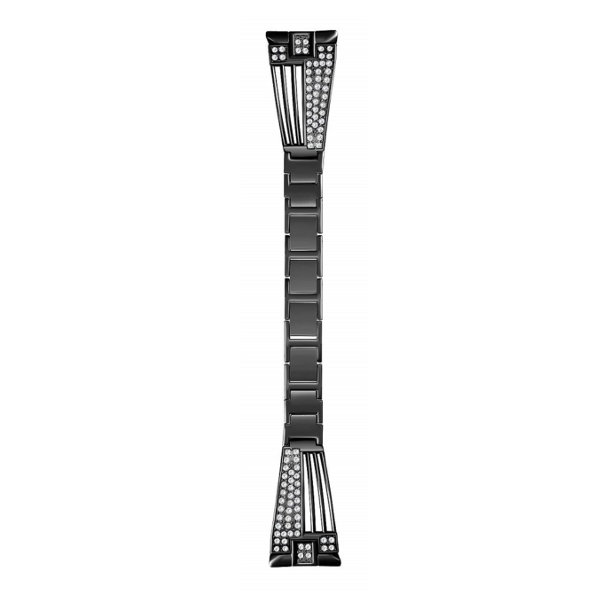 fb.m104.mb Up Black StrapsCo Stainless Steel Metal Link Watch Bracelet Band with Rhinestones for Fitbit Versa