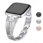 fb.m104.ss Gallery Silver StrapsCo Stainless Steel Metal Link Watch Bracelet Band with Rhinestones for Fitbit Versa