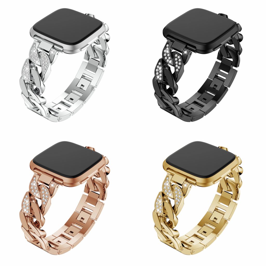 Chain Bracelet w/ Rhinestones For Fitbit Versa & Versa 2 | StrapsCo