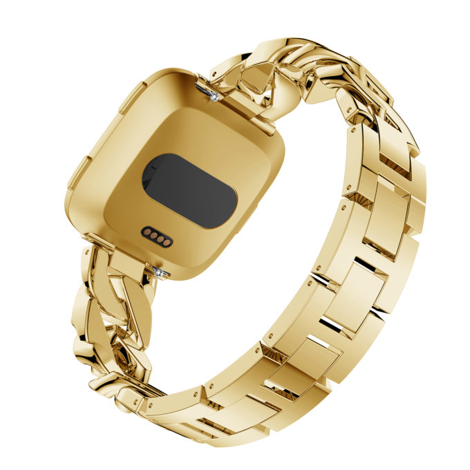 fb.m105.yg Back Yellow Gold StrapsCo Alloy Metal Link Watch Bracelet Band with Rhinestones for Fitbit Versa