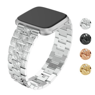 fb.m106.ss Gallery Silver StrapsCo Alloy Metal Link Watch Band Strap with Rhinestones for Fitbit Versa
