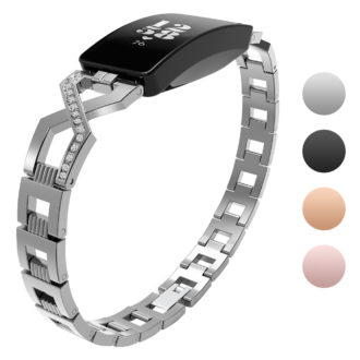 Fb.m91.ss Gallery Silver StrapsCo Alloy Metal Link Watch Bracelet Band With Rhinestones For Fitbit Inspire & Inspire HR