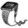 fb.m93.mb Main Black StrapsCo Stainless Steel Adjustable Bracelet with Rhinestones for Fitbit Versa