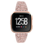 fb.m93.pg Alt Pink Gold StrapsCo Stainless Steel Adjustable Bracelet with Rhinestones for Fitbit Versa