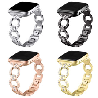 Fb.m98 All Colors StrapsCo Stainless Steel Link Watch Band Strap With Rhinestones For Fitbit Versa