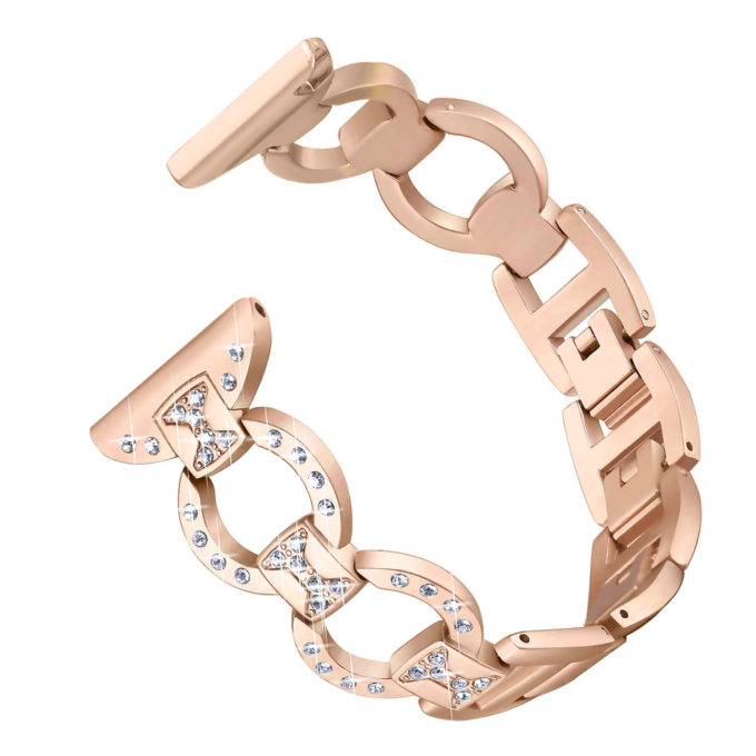 Fb.m98.rg Back Rose Gold StrapsCo Stainless Steel Link Watch Band Strap With Rhinestones For Fitbit Versa