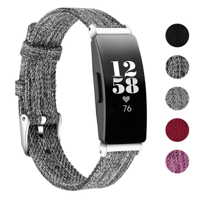 Fb.ny10.7a Gallery Dark Grey StrapsCo Canvas Watch Band Strap For Fitbit Inspire & Inspire HR
