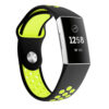Fb.r34.1.11 Front Black Green Perforated Silicone Rubber Replacement Watch Band Strap For Fitbit Charge 3