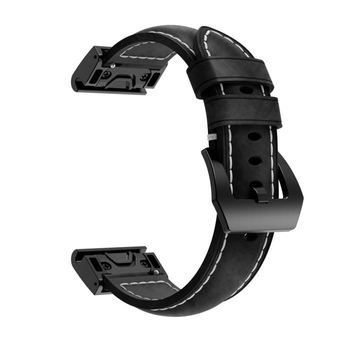 G.l6.1 Main Black StrapsCo QuickFit 22 Leather Watch Band Strap For Garmin Fenix 5