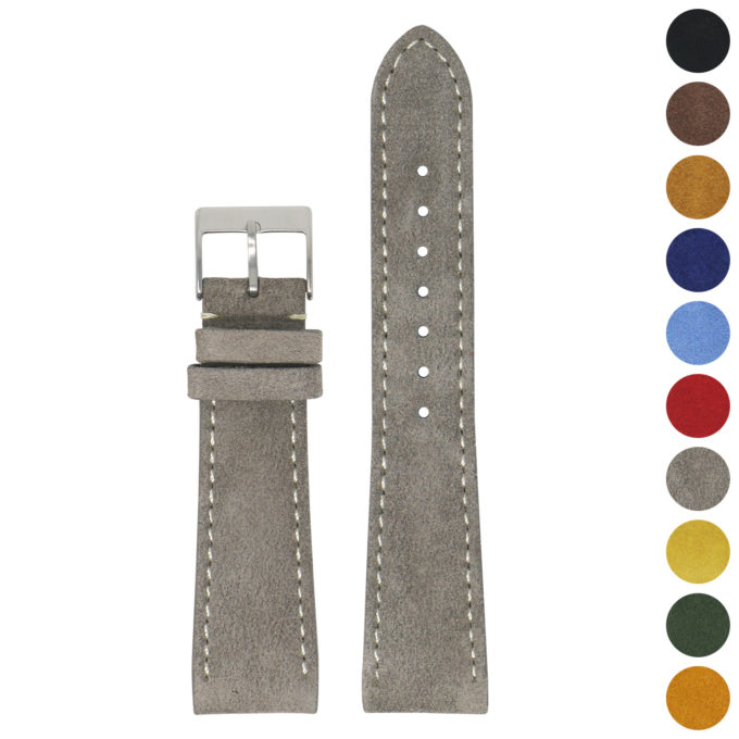 St34.7 Gallery Grey StrapsCo Classic Suede Leather Watch Band Strap Mens Quick Release 16mm 18mm 19mm 20mm 21mm 22mm 24mm