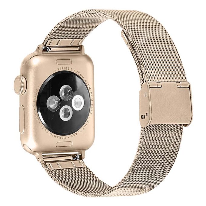 Apple Watch Band with Case 38mm, Stainless Steel Mesh Milanese Loop with  Adjustable Magnetic Closure for Apple Watch Series 3 2 1, Gold 