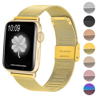 A.m2.yg Gallery Yellow Gold StrapsCo Stainless Steel Milanese Mesh Adjustable Watch Band For Apple Watch