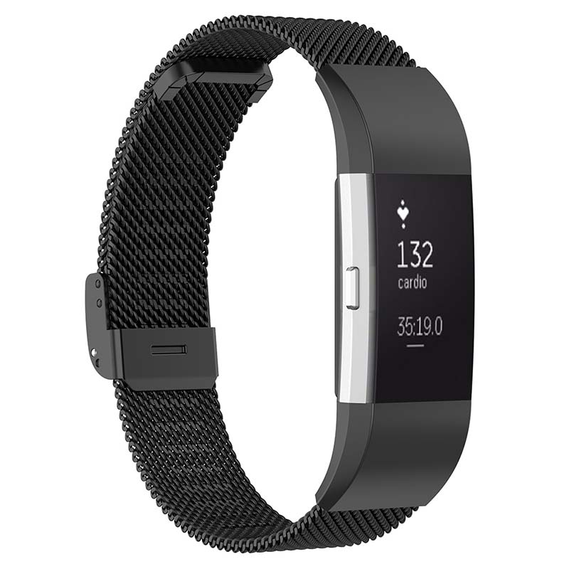 Fb.m1.mb Main Matte Black StrapsCo Milanese Mesh Stainless Steel Watch Band Strap For FitBit Charge 2