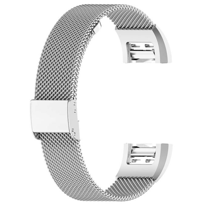 Fb.m1.ss Alt Silver StrapsCo Milanese Mesh Stainless Steel Watch Band Strap For FitBit Charge 2