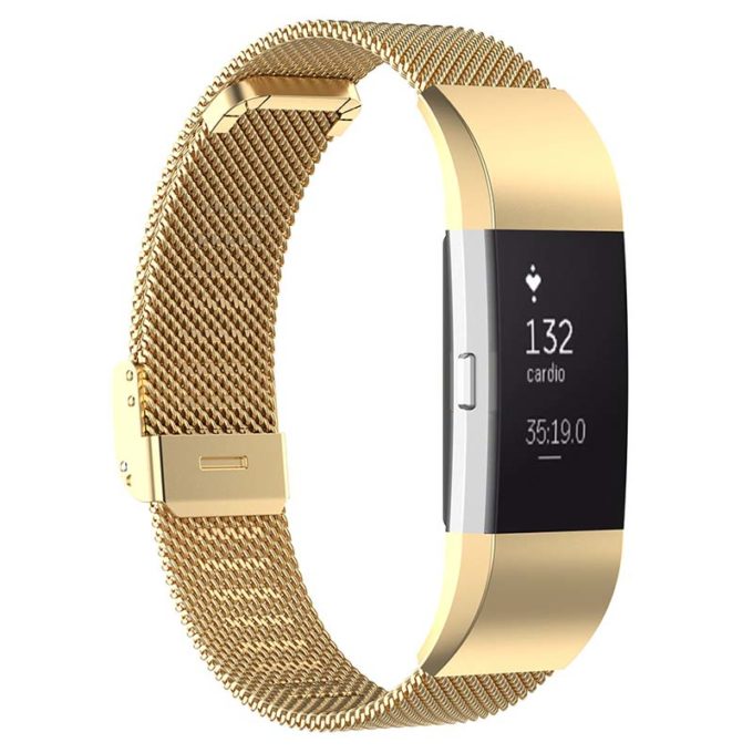 Fb.m1.yg Main Yellow Gold StrapsCo Milanese Mesh Stainless Steel Watch Band Strap For FitBit Charge 2
