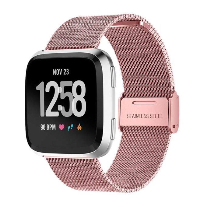 Fb.m54.13 Main Pink Gold StrapsCo Milanese Mesh Stainless Steel Watch Band Strap For FitBit Versa