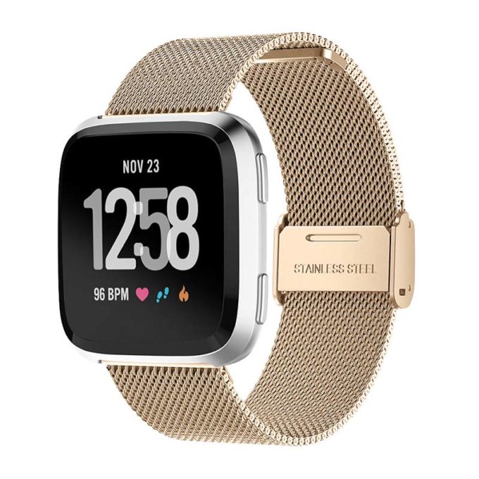 Fb.m54.17 Main Champagne StrapsCo Milanese Mesh Stainless Steel Watch Band Strap For FitBit Versa
