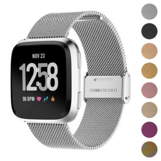 ZWGKKYGYH Compatible with Fitbit Versa 2 Bands for Women Men, Stainless  Steel Metal Mesh Replacement Band Accessories Bracelet Strap with Magnet  Lock