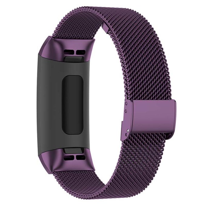 Fb.m66.18 Back Purple StrapsCo Stainless Steel Milanese Mesh Watch Band For Fitbit Charge 3 & Charge 4