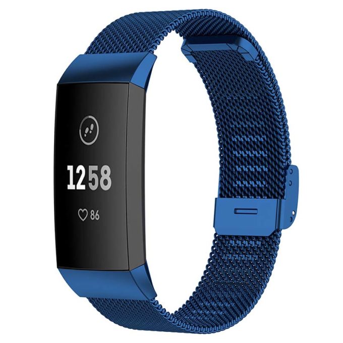 Fb.m66.5 Main Blue StrapsCo Stainless Steel Milanese Mesh Watch Band For Fitbit Charge 3 & Charge 4