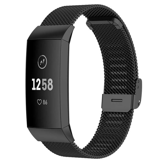 Fb.m66.mb Main Black StrapsCo Stainless Steel Milanese Mesh Watch Band For Fitbit Charge 3 & Charge 4