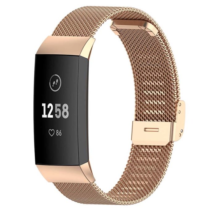 Fb.m66.rg Main Rose Gold StrapsCo Stainless Steel Milanese Mesh Watch Band For Fitbit Charge 3 & Charge 4