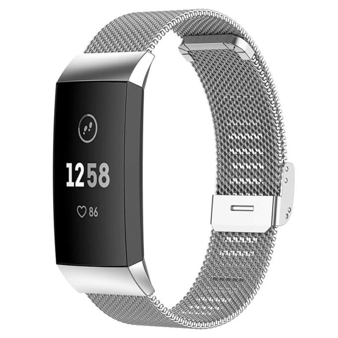 Fb.m66.ss Main Silver StrapsCo Stainless Steel Milanese Mesh Watch Band For Fitbit Charge 3 & Charge 4